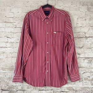 Faconnable Red and White Striped Men's Shirt